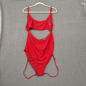 NWT Chromat Women's Strappy Cut Out Red Strata One Pice Swim Suit 2X